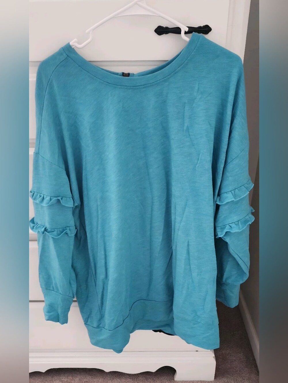 Matilda Jane Small Womens Wonderment Tunic Top Shirt Mint Blue Ruffle Sleeve